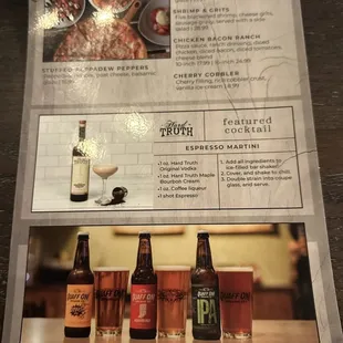 a menu for a restaurant