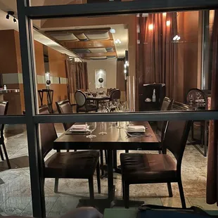 a view of a dining room