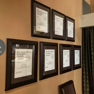 James Beard Awards Wall, next to bathrooms