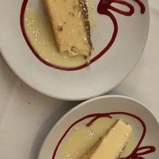 Cheesecake split into two servings