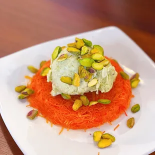 Kinafa with Ice Cream Topping