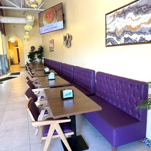 purple booth seating
