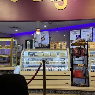 Menu and cases of sweets