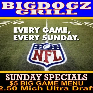 Bigdogz Sunday NFL Ticket 
Watch Every Big Game Here!