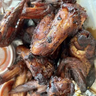 Smoked chicken wings really good and I love their bbq sauce