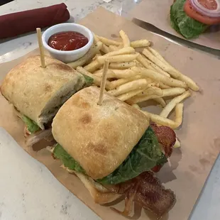 Chicken Club on Focaccia with fries