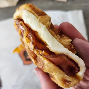 Maple waffle sandwich