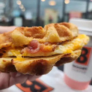 Maple waffle sandwich