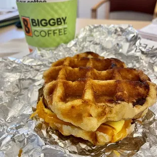 Maple waffle sandwich