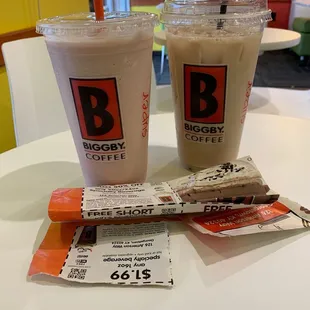 Red Bull Cream and Chai Latte.