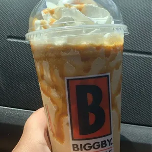 Frozen Caramel Marvel with extra Caramel drizzle