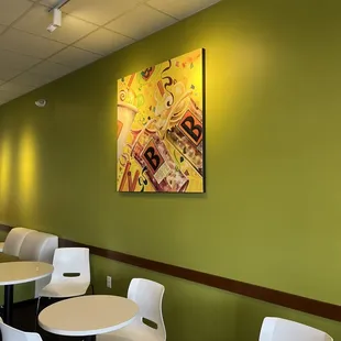 tables and chairs in a restaurant