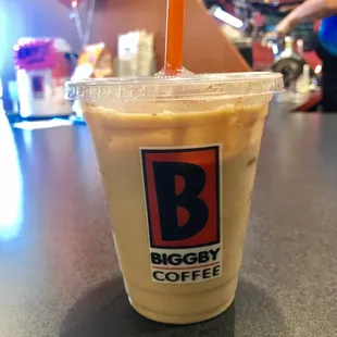 Iced coffee with sugar free vanilla and cinnamon