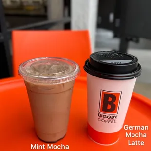 Iced Mint Mocha and German Mocha Latte