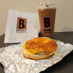 a sandwich and a drink