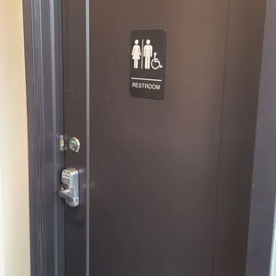 Single non gender restrooms and locked with a code