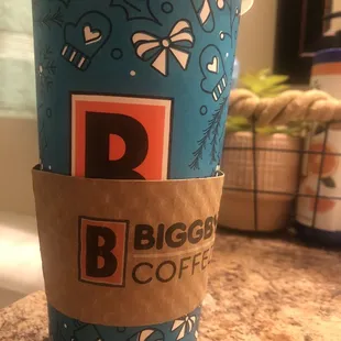 a cup of coffee on a counter