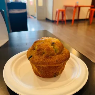 a muffin on a plate