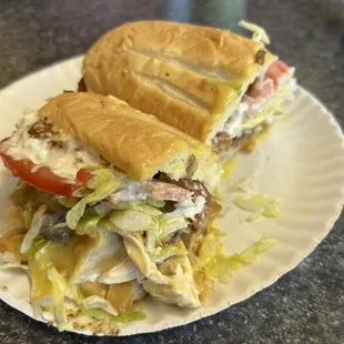 Biggie sandwich with honey mustard and blue cheese.