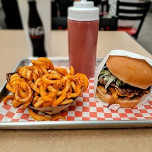 BBQ Burger With Curly Fries