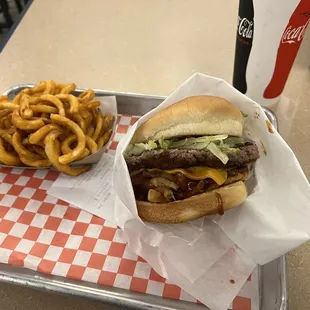 BBQ Burger and Curly Fries