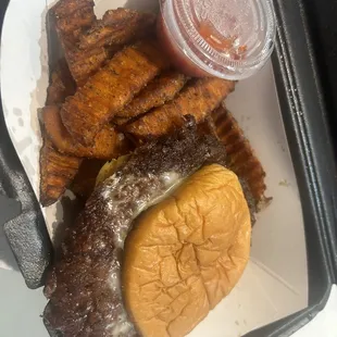 The double with sweet potato fries