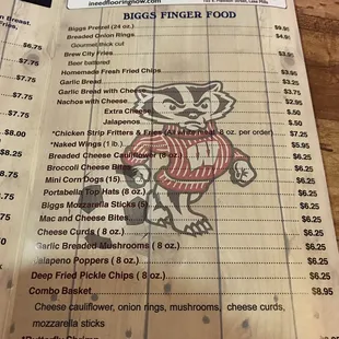 the menu