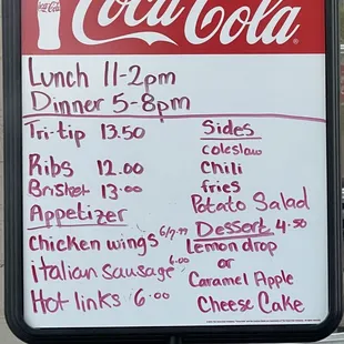 Biggs' BBQ Menu