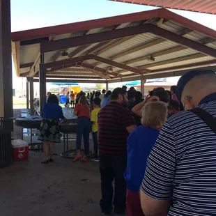 Easter potluck under the main canopy