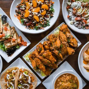 a variety of food dishes