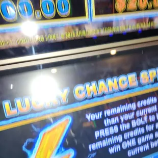 A picture of the slot machine that never goes to the orb bonus.