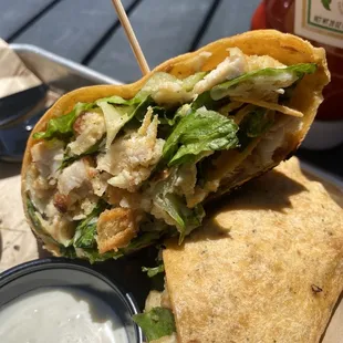 Chicken Caesar wrap good but buffalo chicken sandwich is better