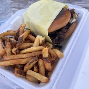 Mushroom Swiss and fries