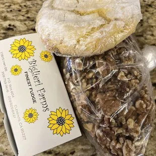 Fudge. Walnuts, and lemon cookie!