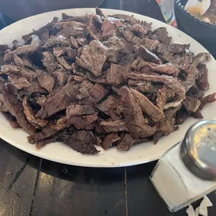 a plate of beef