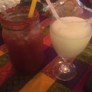 Michelada and frozen margarita