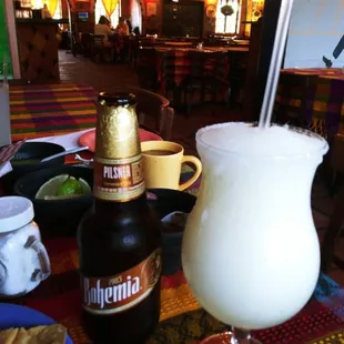 a drink and a bottle