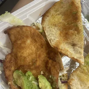 a whole fried piece of chicken in my torta. IS THIS HOW YALL MAKE YALLS TORTAS?