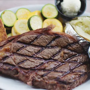 grilled steak and vegetables