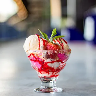 a glass of ice cream