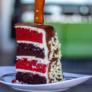 a slice of cake on a plate