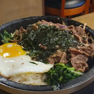Hot stone bowl bibimbap