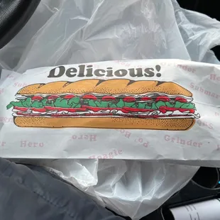 a sandwich wrapped in plastic