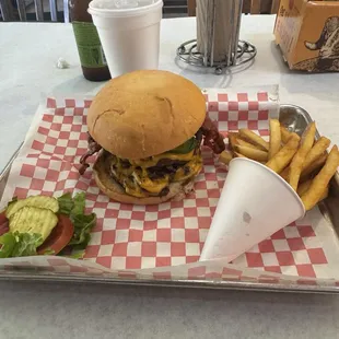 The Double, added bacon cheese and Jalapeños.  Tasted fresh and delicious. Patty&apos;s were thick.