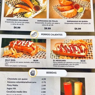 Menu in Spanish 1/24