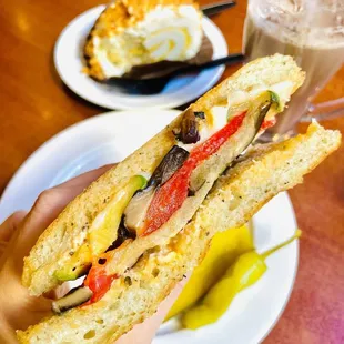 Delicious roasted vegetables panini sandwich