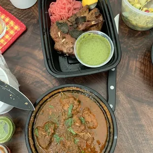 Traditional Chicken Curry and Lamb Chops