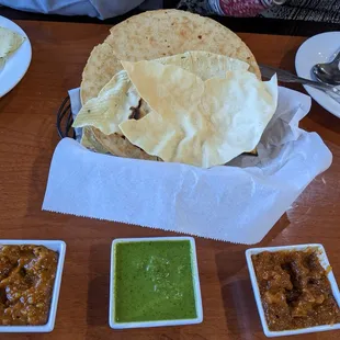 Complimentary Papad and Chutneys