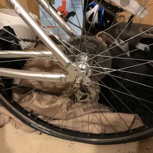 They claimed to have fixed this tire's flat - in fact I think they told me the replaced the inner tube. Obviously they didn't.