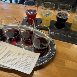 Wine flight and beer flight